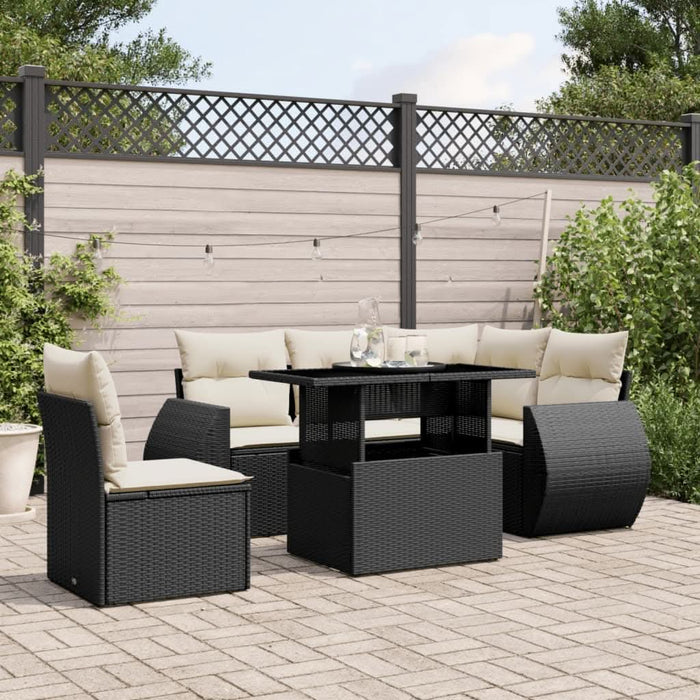 Set mobilier de grădină cu perne, 6 piese, negru, poliratan - WALTI WALTI