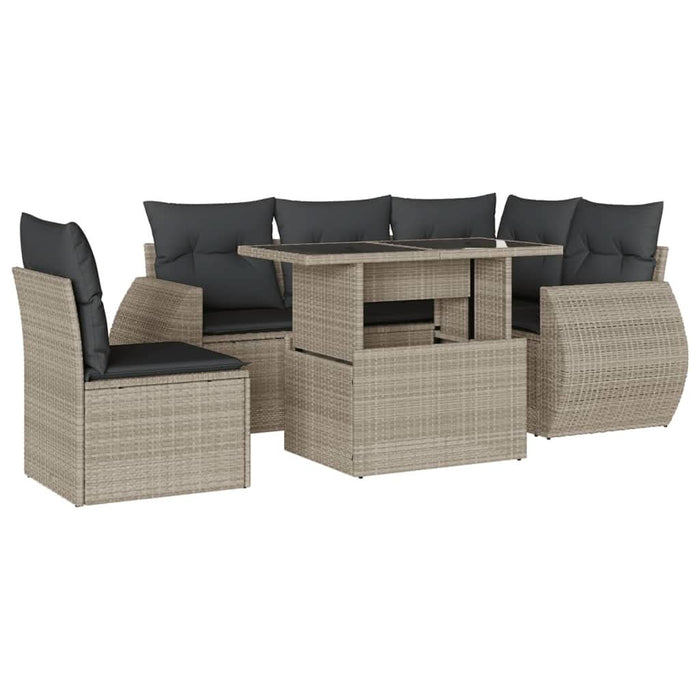 Set canapele de grădină cu perne, 6 piese gri deschis poliratan - WALTI WALTI