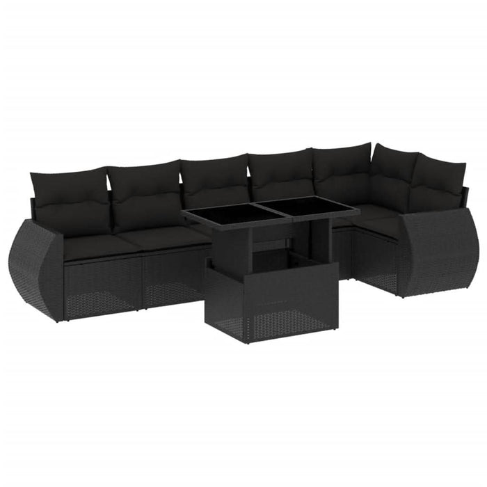 Set canapele de grădină cu perne, 7 piese, negru, poliratan - WALTI WALTI