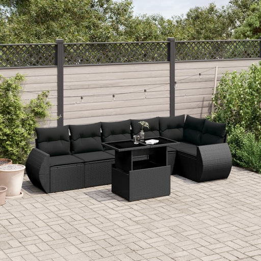 Set canapele de grădină cu perne, 7 piese, negru, poliratan - WALTI WALTI