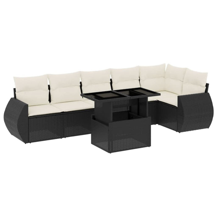Set canapele de grădină cu perne, 7 piese, negru, poliratan - WALTI WALTI