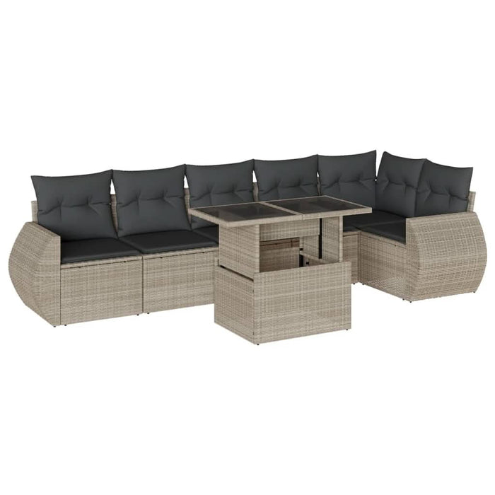 Set canapele de grădină cu perne, 7piese gri deschis poliratan - WALTI WALTI
