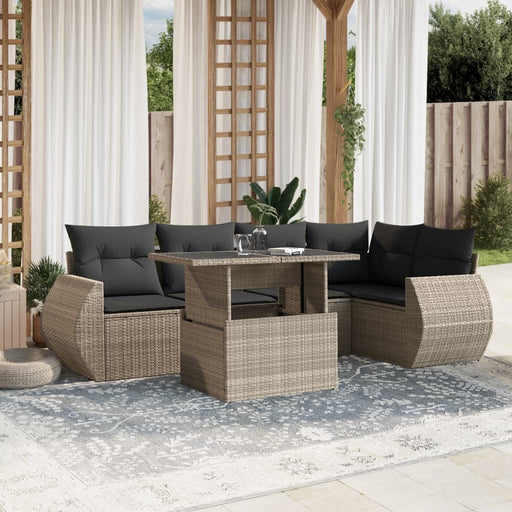 Set canapele de grădină cu perne, 7piese gri deschis poliratan - WALTI WALTI