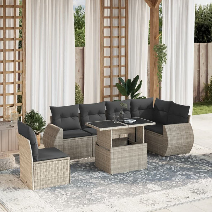 Set canapele de grădină cu perne, 7piese gri deschis poliratan - WALTI WALTI