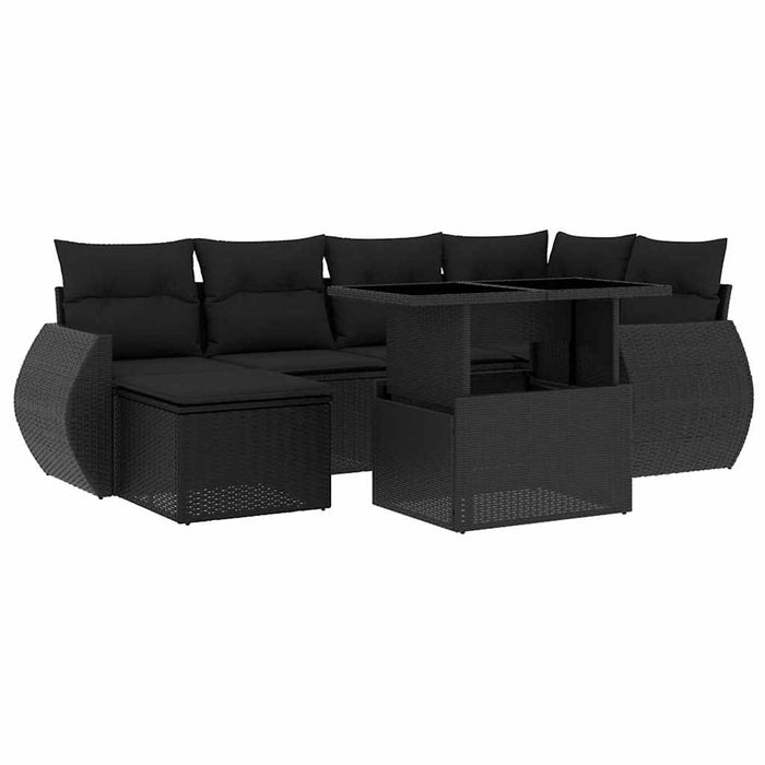Set canapele de grădină cu perne, 7 piese, negru, poliratan - WALTI WALTI