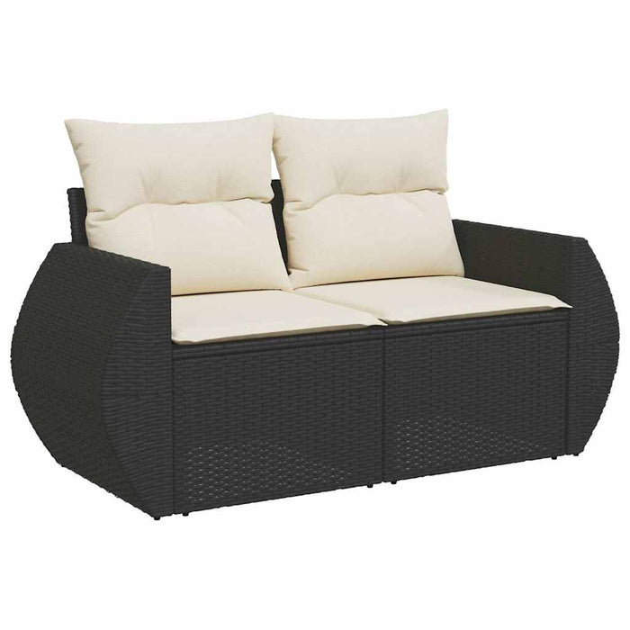 Set canapele de grădină cu perne, 7 piese, negru, poliratan WALTI