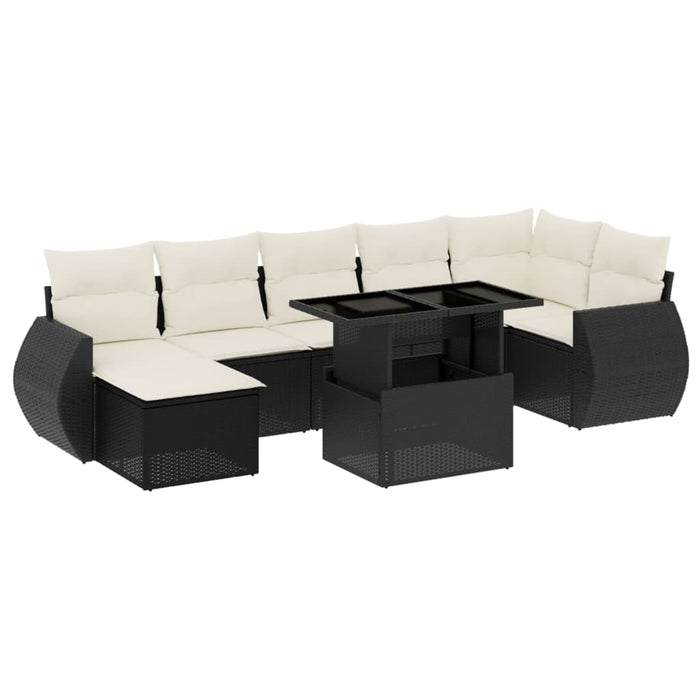 Set mobilier de grădină cu perne, 8 piese, negru, poliratan - WALTI WALTI