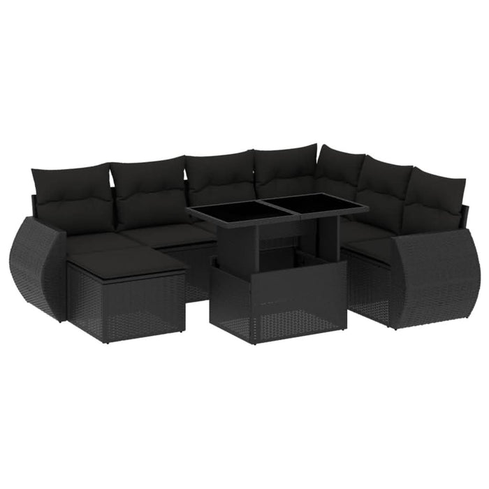 Set mobilier de grădină cu perne, 8 piese, negru, poliratan - WALTI WALTI