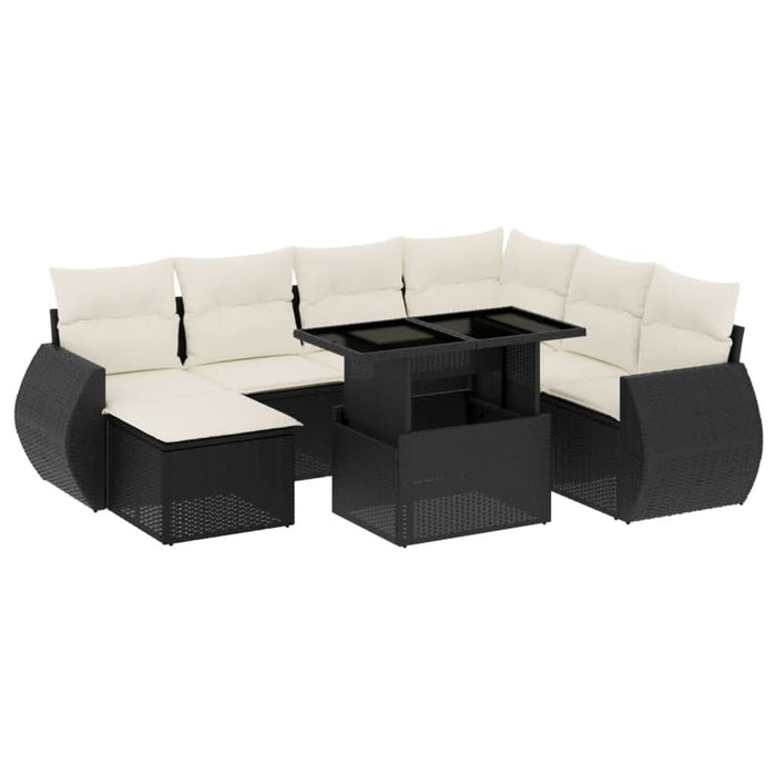 Set mobilier de grădină cu perne, 8 piese, negru, poliratan - WALTI WALTI