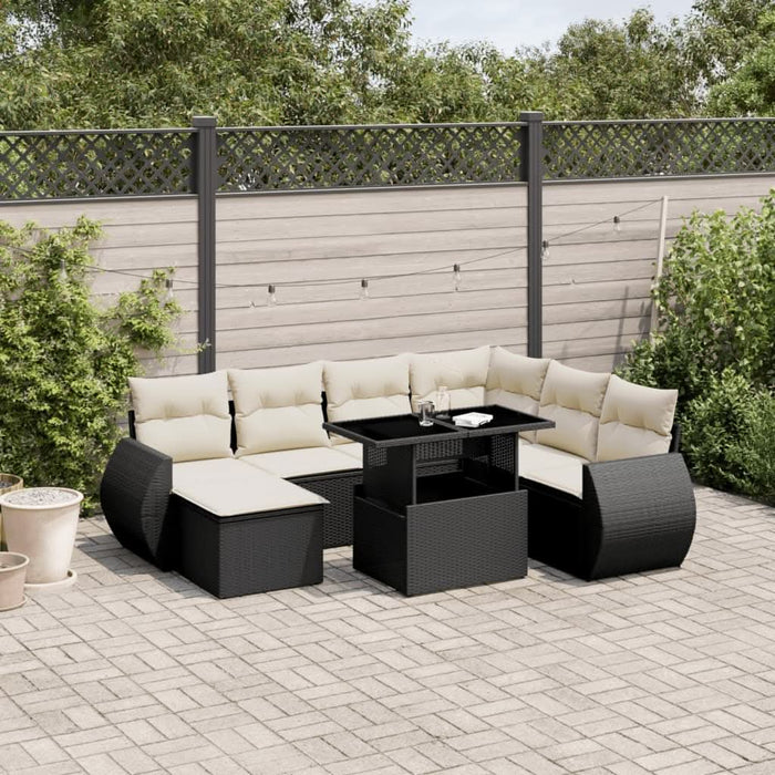 Set mobilier de grădină cu perne, 8 piese, negru, poliratan - WALTI WALTI