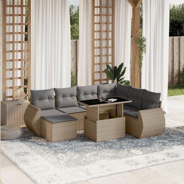 Set canapele de grădină, 8 piese, cu perne, bej, poliratan - WALTI WALTI