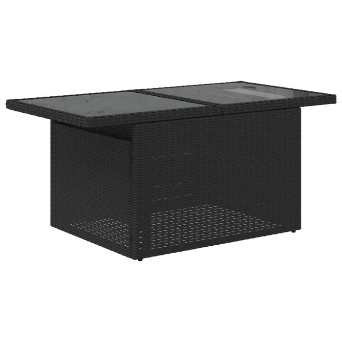 Set mobilier de grădină cu perne, 9 piese, negru, poliratan WALTI