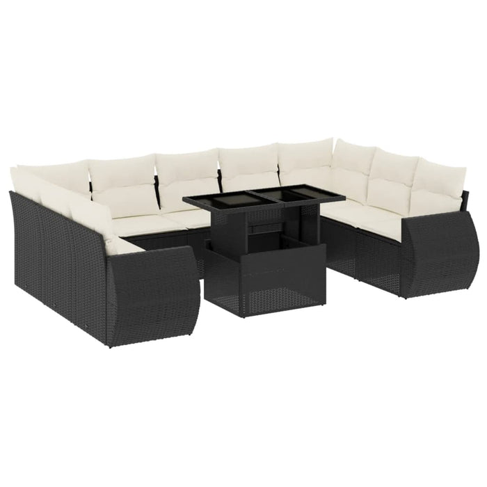 Set canapele de grădină cu perne, 10 piese, negru, poliratan - WALTI WALTI