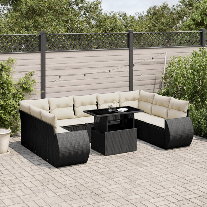 Set canapele de grădină cu perne, 10 piese, negru, poliratan - WALTI WALTI