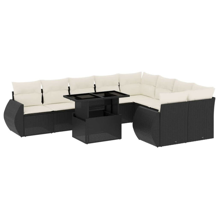 Set canapele de grădină cu perne, 10 piese, negru, poliratan - WALTI WALTI