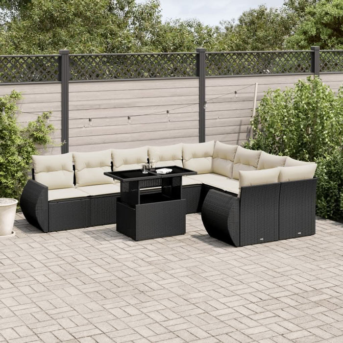 Set canapele de grădină cu perne, 10 piese, negru, poliratan - WALTI WALTI
