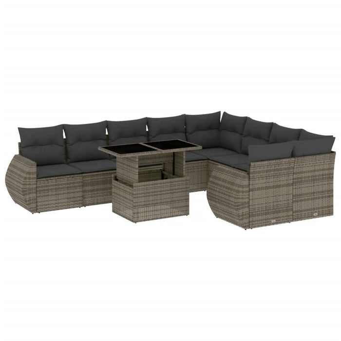 Set mobilier de grădină cu perne, 10 piese, gri, poliratan - WALTI WALTI