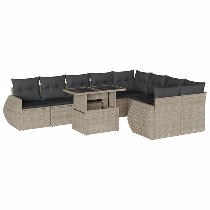 Set canapele de grădină cu perne 10 piese gri deschis poliratan - WALTI WALTI