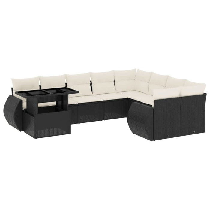 Set canapele de grădină cu perne, 10 piese, negru, poliratan - WALTI WALTI
