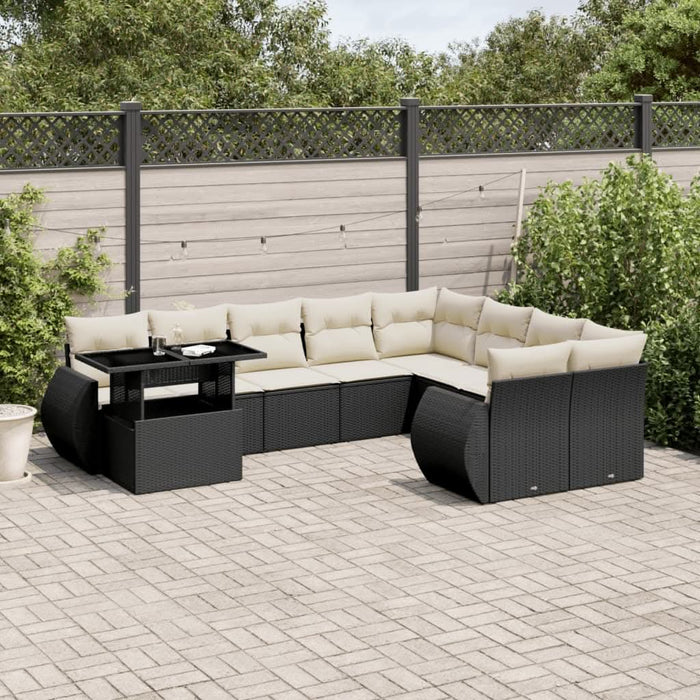 Set canapele de grădină cu perne, 10 piese, negru, poliratan - WALTI WALTI