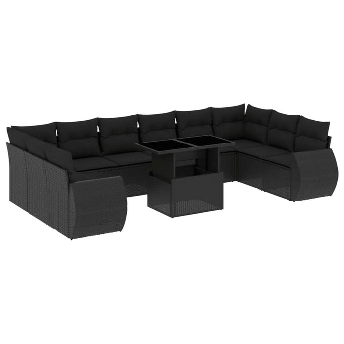 Set canapele de grădină cu perne, 11 piese, negru, poliratan - WALTI WALTI