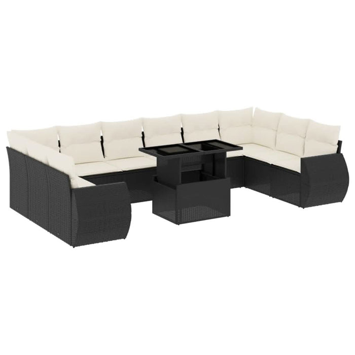 Set canapele de grădină cu perne, 11 piese, negru, poliratan - WALTI WALTI