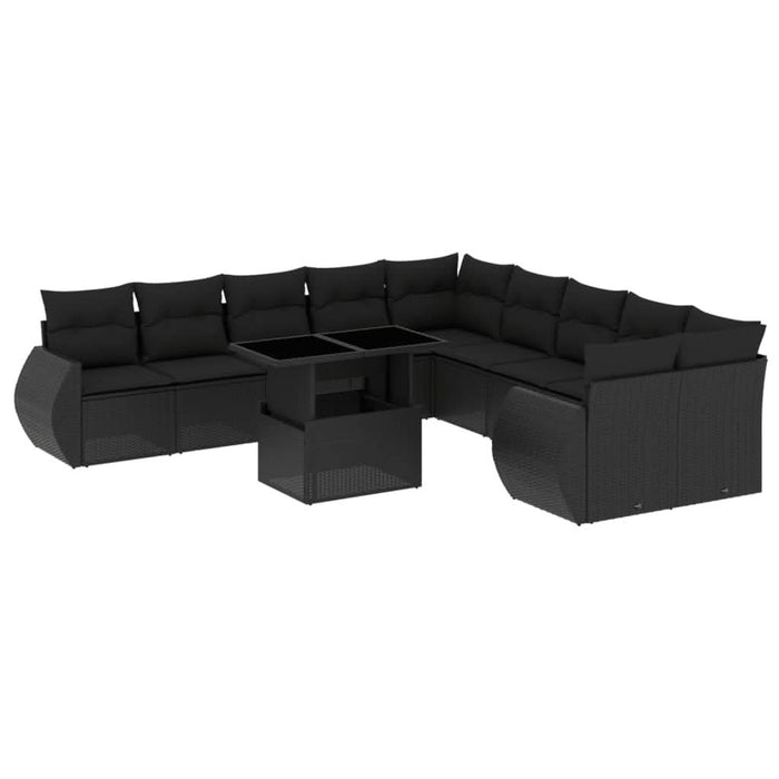 Set canapele de grădină cu perne, 11 piese, negru, poliratan - WALTI WALTI