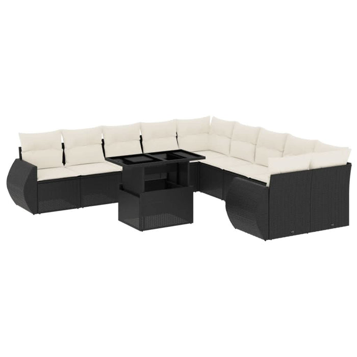 Set canapele de grădină cu perne, 11 piese, negru, poliratan - WALTI WALTI