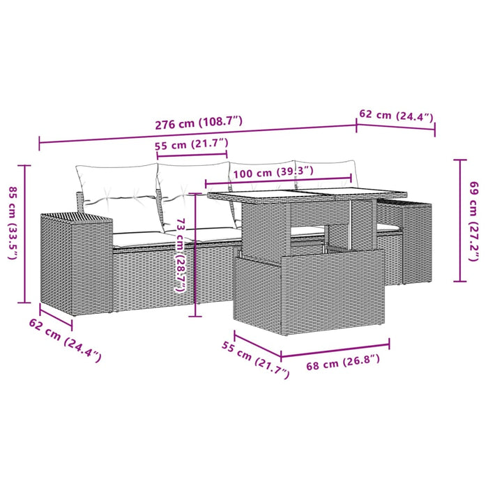Set mobilier de grădină cu perne, 5 piese, negru, poliratan - WALTI WALTI