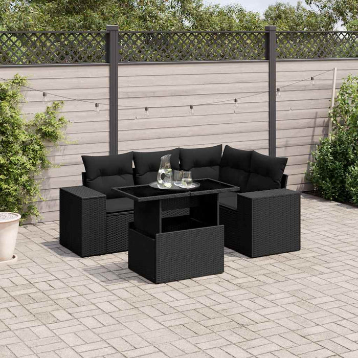 Set mobilier de grădină cu perne, 5 piese, negru, poliratan - WALTI WALTI