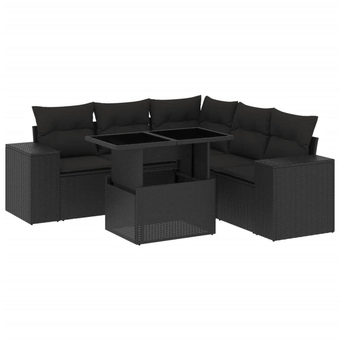 Set mobilier de grădină cu perne, 6 piese, negru, poliratan - WALTI WALTI