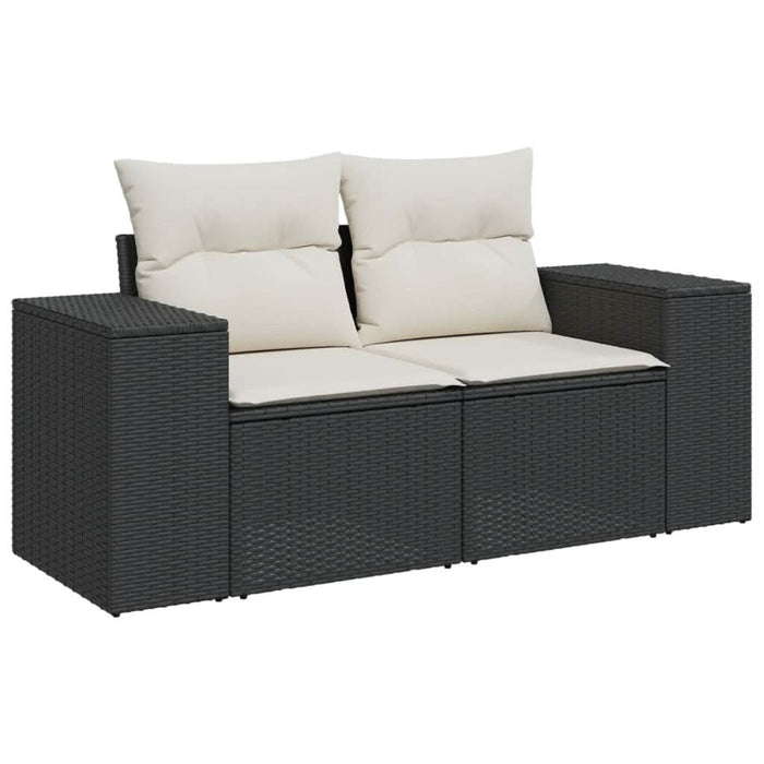 Set mobilier de grădină cu perne, 6 piese, negru, poliratan - WALTI WALTI