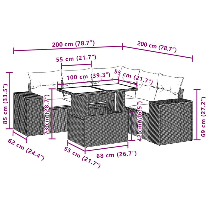Set mobilier de grădină cu perne, 6 piese, negru, poliratan - WALTI WALTI