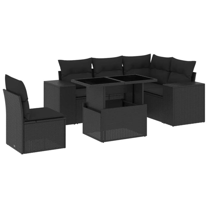 Set mobilier de grădină cu perne, 6 piese, negru, poliratan - WALTI WALTI