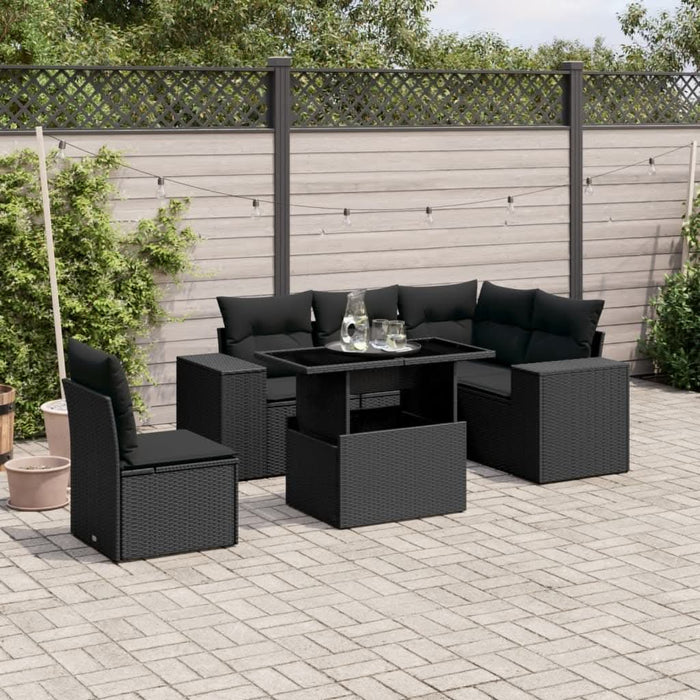 Set mobilier de grădină cu perne, 6 piese, negru, poliratan - WALTI WALTI