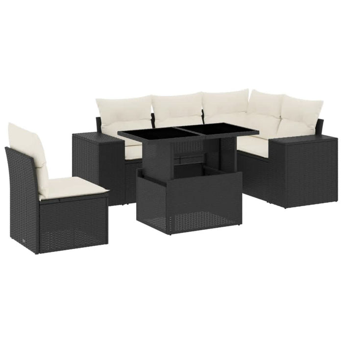 Set mobilier de grădină cu perne, 6 piese, negru, poliratan - WALTI WALTI