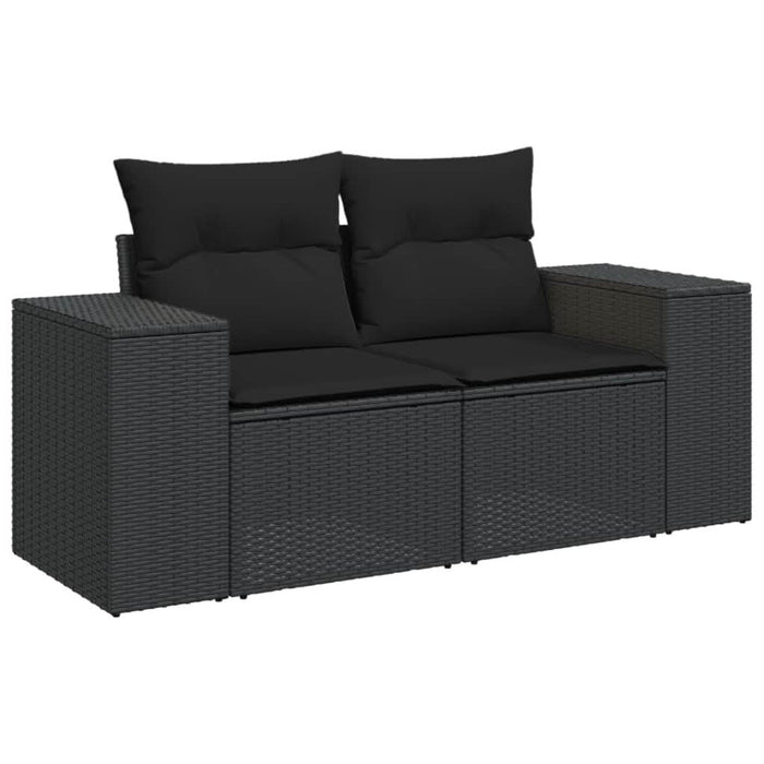 Set canapele de grădină cu perne, 7 piese, negru, poliratan - WALTI WALTI