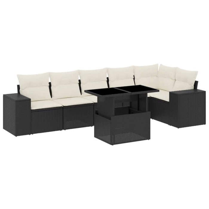 Set canapele de grădină cu perne, 7 piese, negru, poliratan - WALTI WALTI