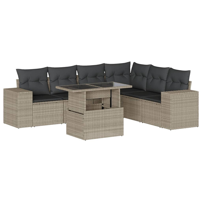 Set canapele de grădină cu perne, 7piese gri deschis poliratan - WALTI WALTI