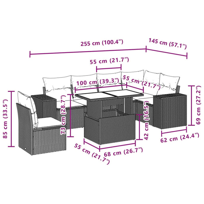 Set canapele de grădină cu perne, 7 piese, negru, poliratan - WALTI WALTI
