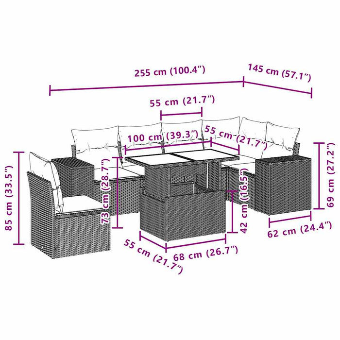 Set canapele de grădină cu perne, 7 piese, negru, poliratan - WALTI WALTI