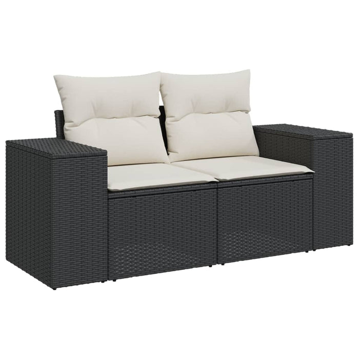 Set canapele de grădină cu perne, 7 piese, negru, poliratan WALTI