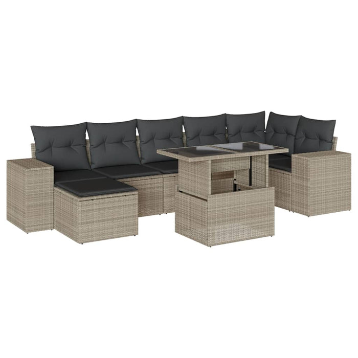 Set mobilier de grădină cu perne, 8 piese gri deschis poliratan - WALTI WALTI