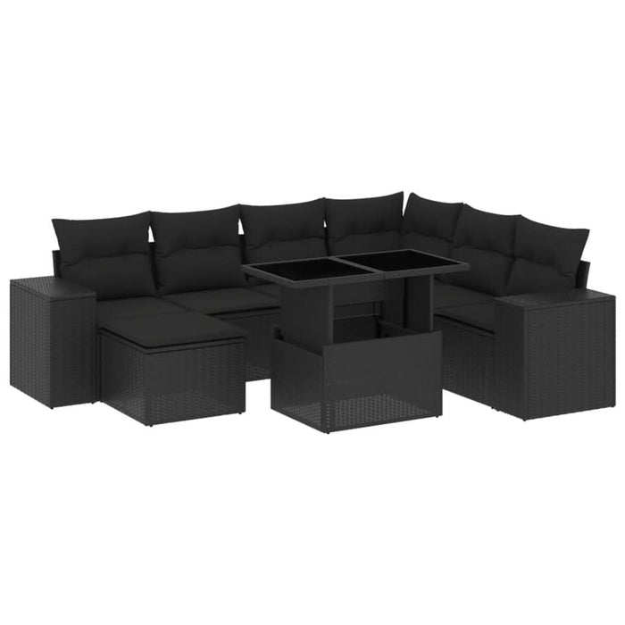 Set mobilier de grădină cu perne, 8 piese, negru, poliratan - WALTI WALTI