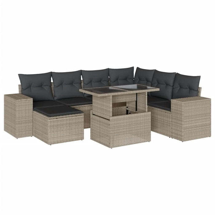 Set mobilier de grădină cu perne, 8 piese gri deschis poliratan - WALTI WALTI