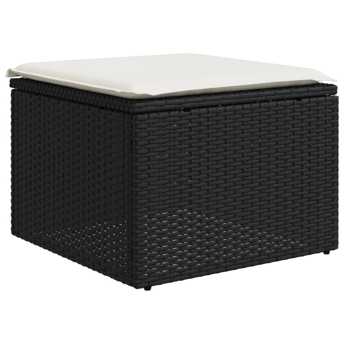 Set mobilier de grădină cu perne, 9 piese, negru, poliratan WALTI