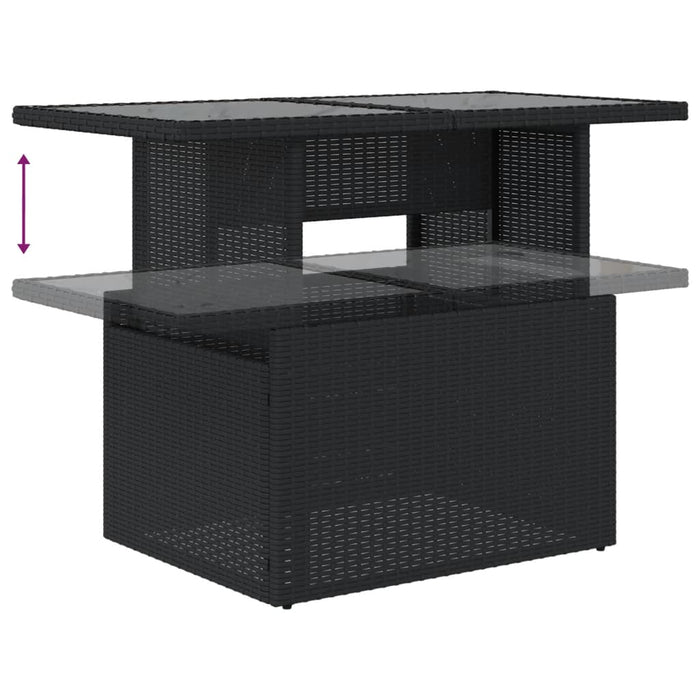 Set mobilier de grădină cu perne, 9 piese, negru, poliratan WALTI
