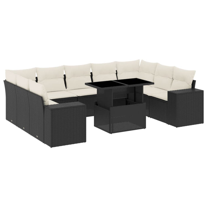 Set canapele de grădină cu perne, 10 piese, negru, poliratan - WALTI WALTI