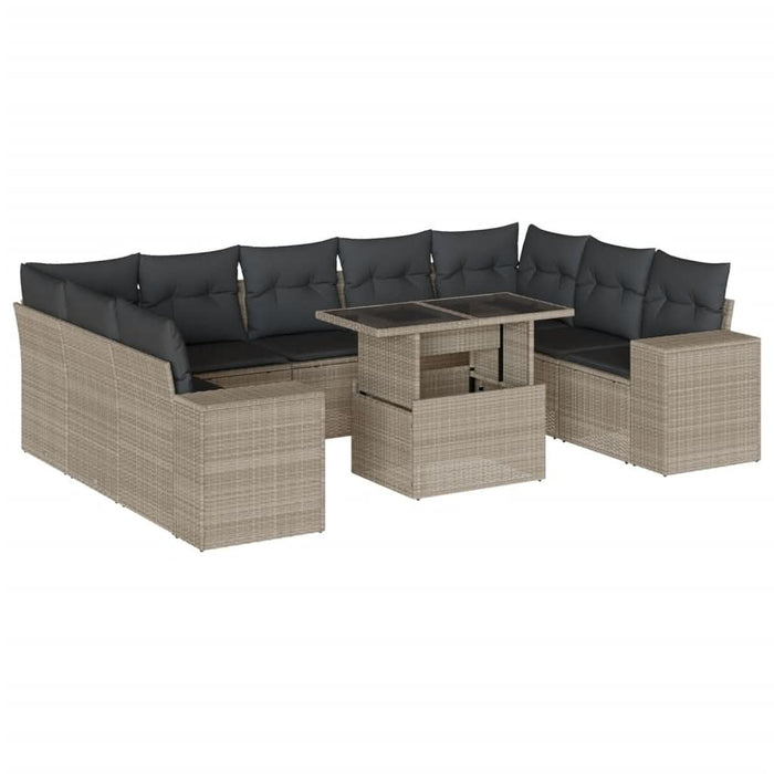 Set canapele de grădină cu perne 10 piese gri deschis poliratan - WALTI WALTI