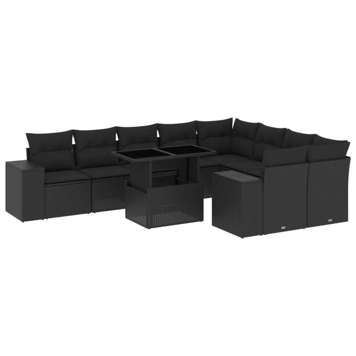 Set canapele de grădină cu perne, 10 piese, negru, poliratan - WALTI WALTI